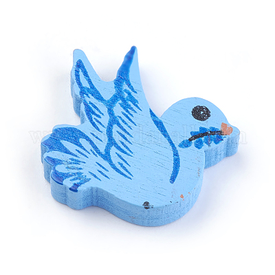 Бусины из натурального дерева с принтом WOOD-Q030-16-1