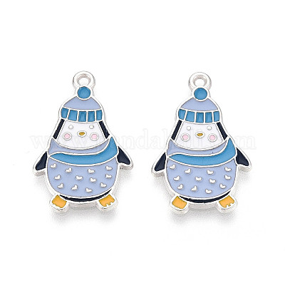 Подвески в виде пингвинов из эмалированного сплава с покрытием для стеллажей&nbsp;ENAM-T024-76A-P-1