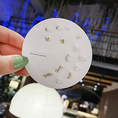 7 пара антикоррозийных изысканных комплектов серег-гвоздиков из сплава для девушек и женщин WG93702-43-1