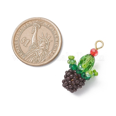 Подвески в виде кактусов из стеклянных бус PALLOY-MZ01102-1