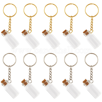 10шт 2-х цветные стеклянные брелки для бутылок KEYC-SC0001-55-1