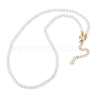 Ожерелья из круглых белых жемчужин диаметром 4 мм NJEW-JN05702-1