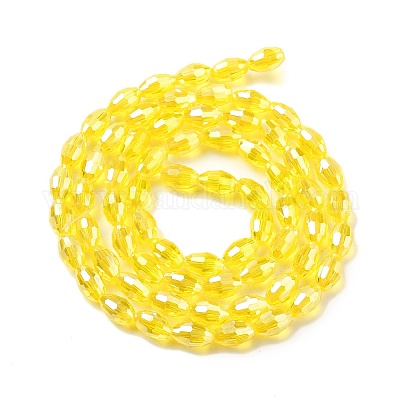 Прозрачные стеклянные бусины гальваническим пряди EGLA-A037-T6x8mm-B07-1