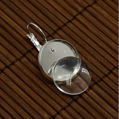 Прозрачная стеклянная крышка кабошона с куполом и латунные рычажные серьги DIY-X0160-S-RS-1