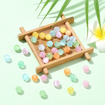 40 шт. 8-х цветные бусины из натурального селенита&nbsp;G-YW0002-24-1