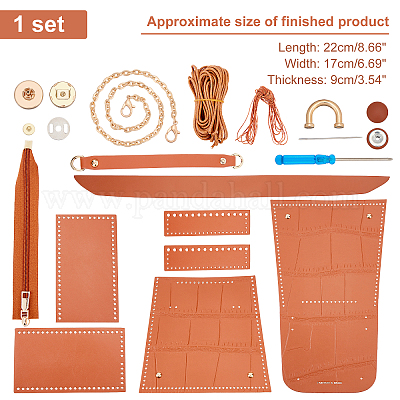 CHGCRAFT 1 Set PU Leather Bag Making Kit DIY Knitting Handmade Bag Stone  Textured Bag Set Purse Making Materials with Bag Findings Screwdriver Bag