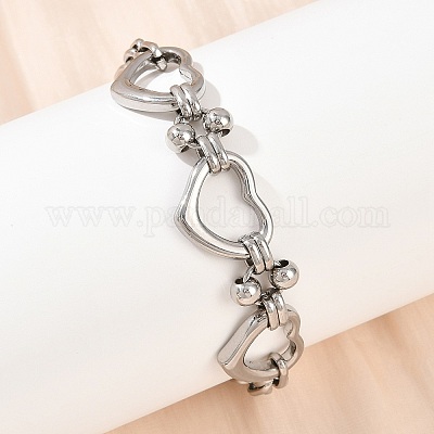 201 браслет-цепочка из нержавеющей стали для женщин BJEW-B143-14P-1