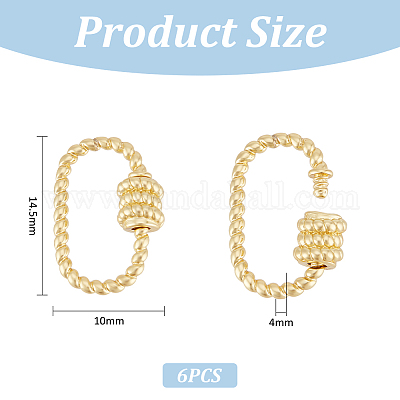 6 шт. латунные подвески-замки с винтовым карабином KK-UN0002-04-1