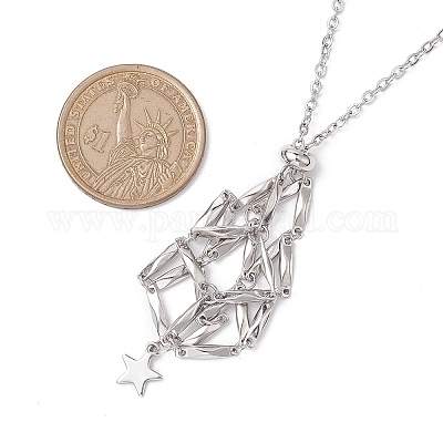 Не тускнеет 3 шт. 3 стиля звезда луна нержавеющая сталь плетеная цепь макраме мешочек пустой держатель для камня кулон ожерелье изготовление NJEW-JN04956-02-1