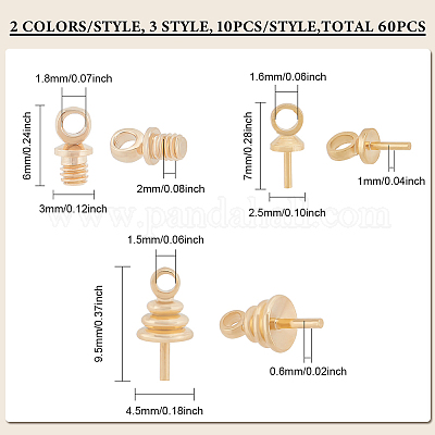 60 шт. 6 стильных латунных подвески-булавки в форме чашки с жемчужинами KK-FH0005-71-1