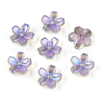 Прозрачные гальванические стеклянные колпачки для бусин EGLA-N015-01E-1