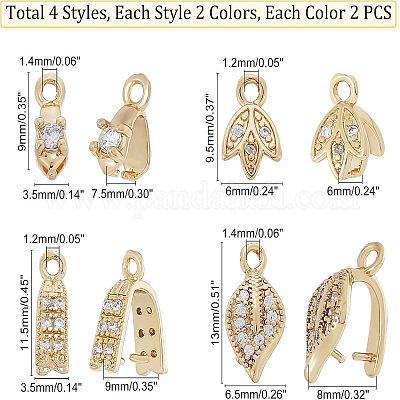 16 шт. 8-х стилевые латунные микрофибровые скобы для ледоруба с кубическим цирконием ZIRC-FH0001-32-1