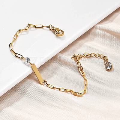 Браслеты-цепочки из нержавеющей стали 304 в виде скрепок BJEW-A035-04G-02-1