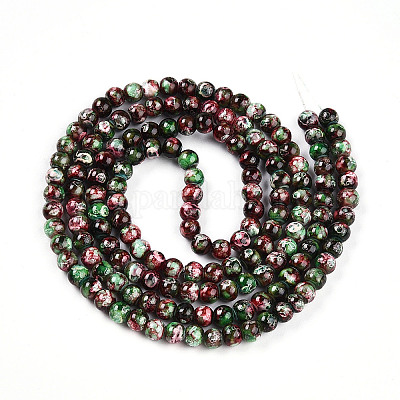 Выпечка окрашенные стеклянные бусины пряди DGLA-N003-6mm-A09-1