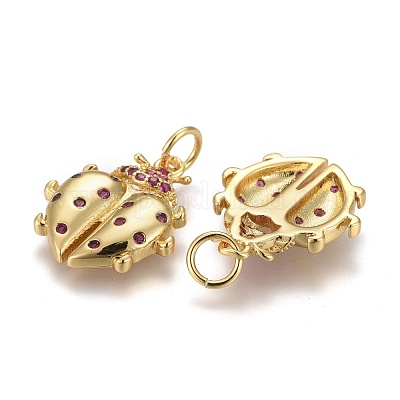 Кулоны из латуни с микропейвом и фиолетовыми фианитами ZIRC-Z001-06G-1