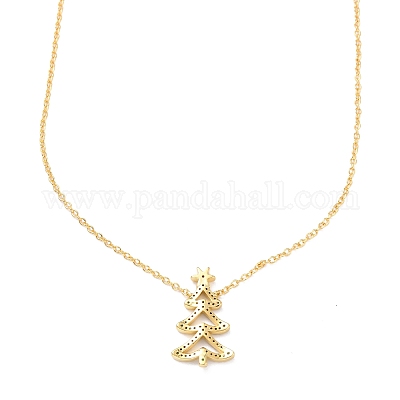 Латунные ожерелья с подвесками из кубического циркония на рождество ZIRC-I053-15G-1