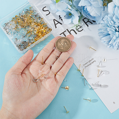 320 шт. 4 плоских круглых латунных серег-гвоздиков KK-UN0001-69-1