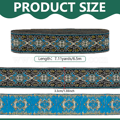 Лента из полиэстера с цветочным узором в этническом стиле OCOR-WH0078-392-1