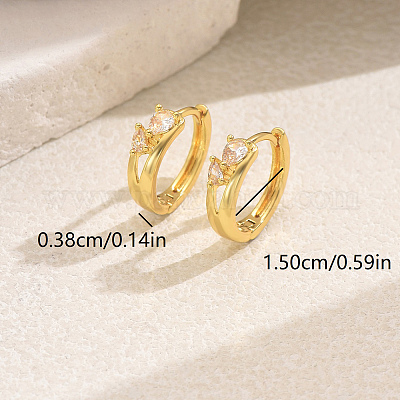 Элегантные серьги-кольца из латуни с прозрачным кубическим цирконием TM9800-1-1