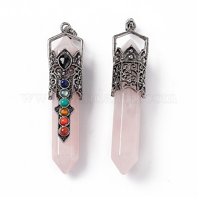 Натуральный розовый кварц большие остроконечные подвески G-H281-02H-1