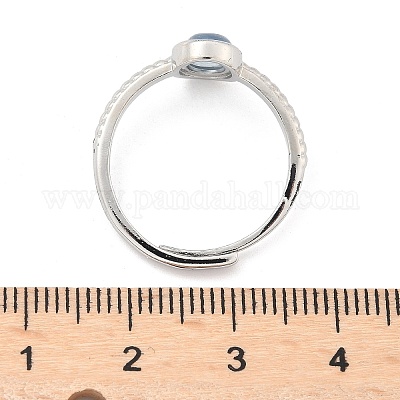 Овальные регулируемые кольца из натурального аквамарина RJEW-G273-04P-02-1