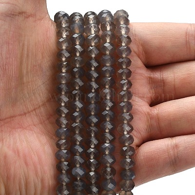 Серые натуральные бусины из агата &nbsp;G-Z111-A09-1