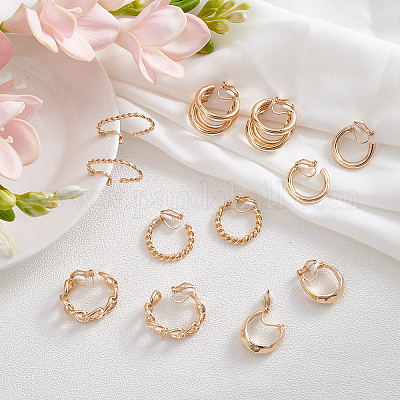 6 пара 6 стилей висячих серег-клипс из сплава с геометрической формой для женщин EJEW-UN0002-81-1