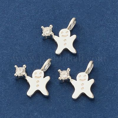 925 подвеска в виде рождественского пряничного человечка из стерлингового серебра с прозрачными кубическими цирконами STER-Z104-01S-1