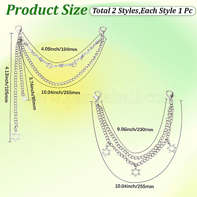(週末特価)UNION SHOE CHAIN アンティークプレート 4個 2スタイル 二重層鉄合金靴装飾チェーン カニカン付き アンティーク