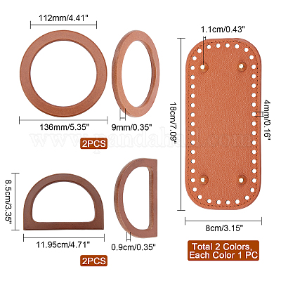 Wholesale WADORN 2pcs Wooden Purse Handles Leather Oval Bag Nail