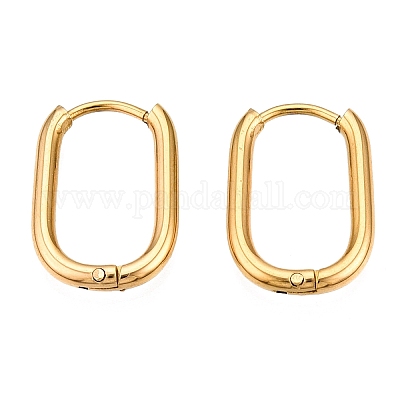 Овальные серьги-кольца из нержавеющей стали 304 с ионным покрытием (IP) EJEW-ZX005-15G-1