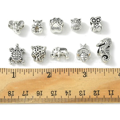 60шт 10 стиля европейские бусины из сплава в тибетском стиле TIBEB-FS0001-03-1