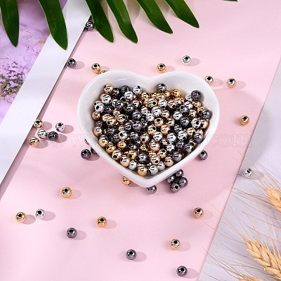 400 шт. Уф-покрытие abs пластиковые круглые бусины и 8 шт. Латунные микропроцессоры с кубическим цирконием европейские бусины CCB-SZ0001-11-1