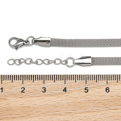 Устойчивые к потускнению сетевые цепи из нержавеющей стали/сетчатые браслеты браслеты BJEW-I274-13S-1