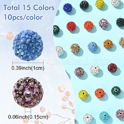 150 шт. 15 цвета проложить бусины для дискотечного шара RB-YW0001-27-1