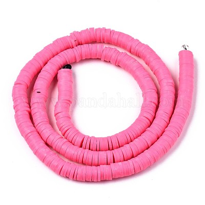 Плоские круглые бусины из глины ручной работы полимерные X-CLAY-R067-6.0mm-48-1