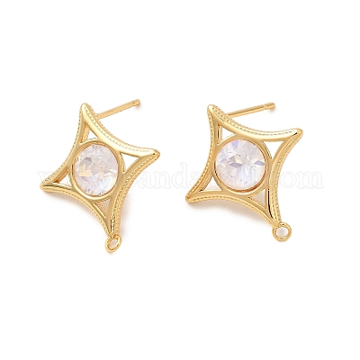 Фурнитура для сережек-гвоздиков из латуни и стекла в форме звезды KK-P340-10G-03-1