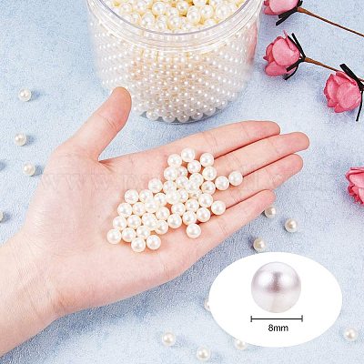 8mm White Plastic No Hole Pearls