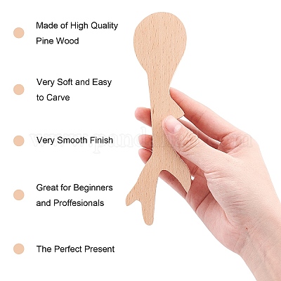 5 Pcs Wood Carving Spoon Blank Beech and Walnut Wood Unfinished Wooden  Craft Whittling Kit for Whittler 