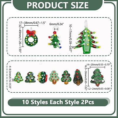 20 шт. 10 стиля бусины ручной работы в стиле рождественской тематики LAMP-AR0001-44-1