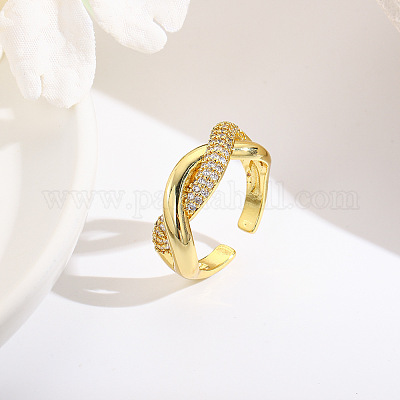 Кольца-манжеты из латуни с микропаве из прозрачного кубического циркония FS-WG5AEE9-03-1