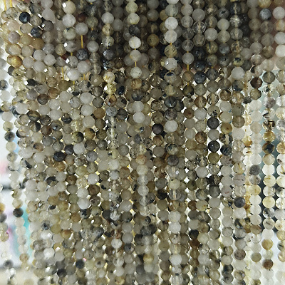 Нити бусин из натурального рутилированного кварца G-RM250104-E2-1