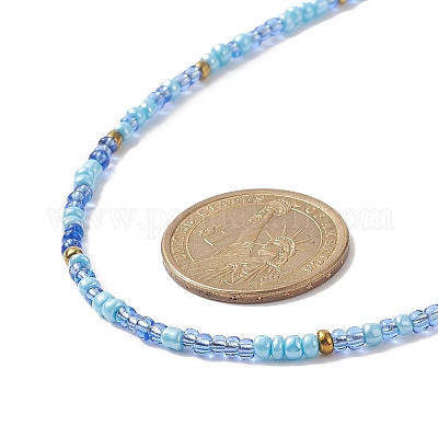 Браслет из двух петель из стеклянных бусин для женщин BJEW-JB09216-1