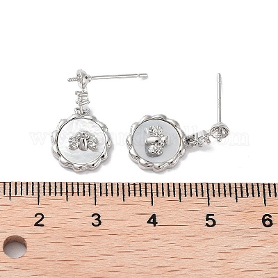 Серьги-гвоздики из латуни с микропаве в виде пчелы и кубического циркония KK-E107-15P-02-1