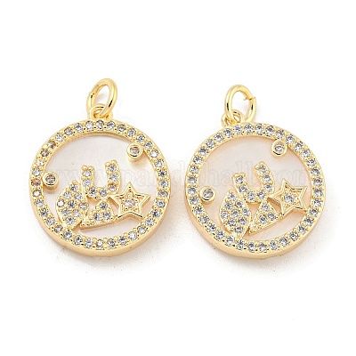 Латунные микропаве прозрачные подвески с фианитом KK-L211-018G-02-1