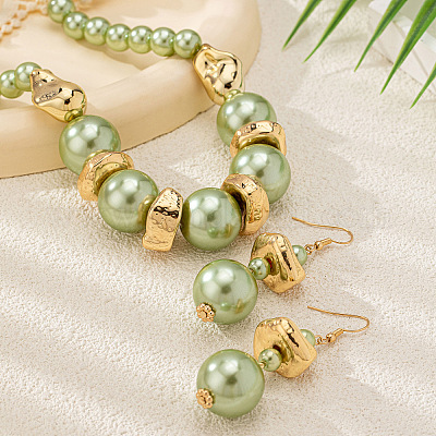 Комплекты ожерелий и серег с круглыми бусинами из акрилового жемчуга FS-WG675D0-01-1