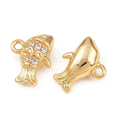 Подвески из латуни с микропаве из кубических цирконий на тему океана KK-F902-08N-G-1