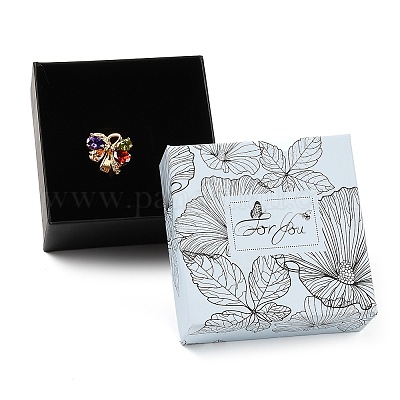 Картонные бумажные коробки для хранения ювелирных изделий с цветочным принтом CON-P022-01A-1