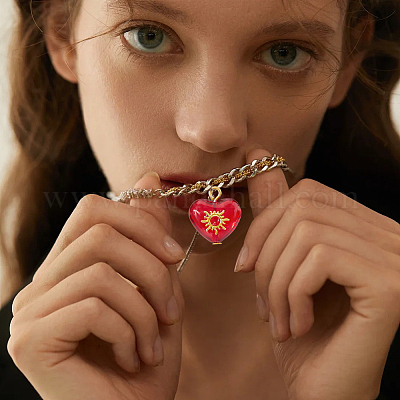 45 шт. 3 стиля подвески в форме сердца из латуни и стекла PALLOY-DC00038-1