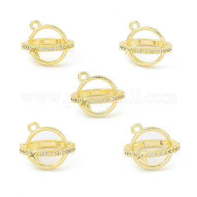 Подвески в клетку из бисера из прозрачного кубического циркония с покрытием из латуни KK-G464-10G-1